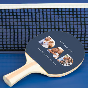 Modernes Minimum Multi Foto Papa navy blau Tischtennis Schläger