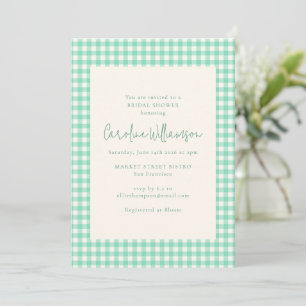 Modernes Mint Green Gingham Kariertes Brautparty Einladung
