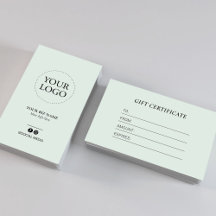Modernes Minz-Geschäftslogo-Geschenkgutschein