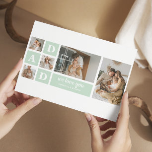 Modernes Minze Collage Foto Vater Bestes Geschenk Postkarte
