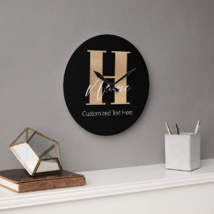 Modernes Mit Monogramm Anfangs-H & Name Personalis Große Wanduhr