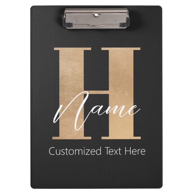 Modernes Mit Monogramm Anfangs-H & Name Personalis Klemmbrett (Vorderseite)