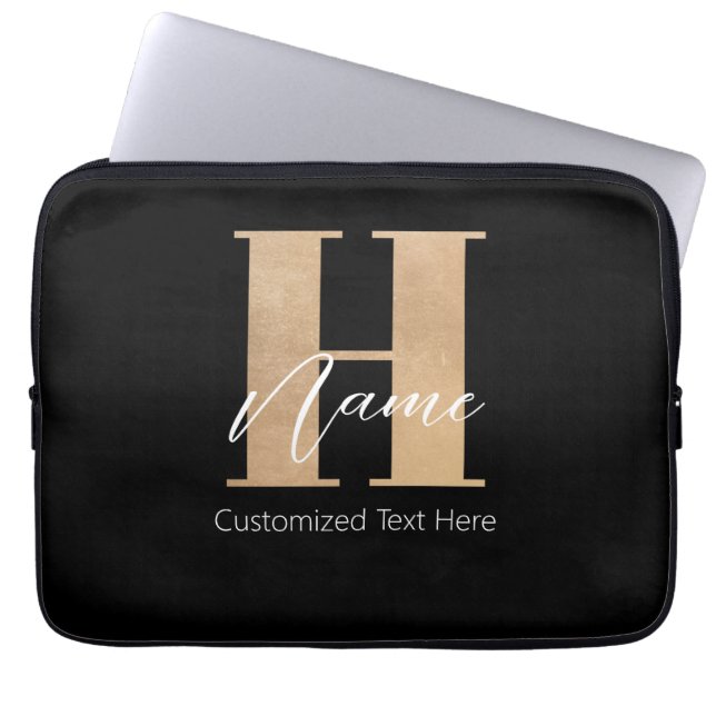 Modernes Mit Monogramm Anfangs-H & Name Personalis Laptopschutzhülle (Vorderseite)
