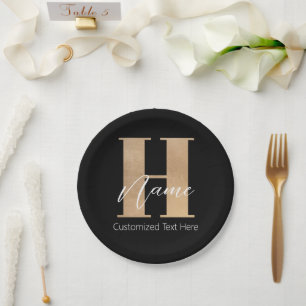 Modernes Mit Monogramm Anfangs-H & Name Personalis Pappteller