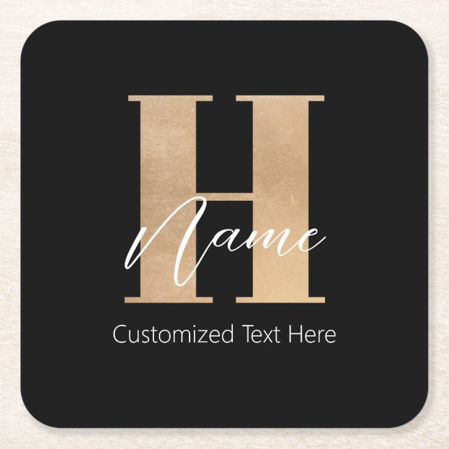 Modernes Mit Monogramm Anfangs-H & Name Personalis Rechteckiger Pappuntersetzer (Vorderseite)