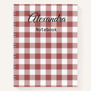 Modernes mit Monogramm Bauernhaus in Tartan rot Notizbuch