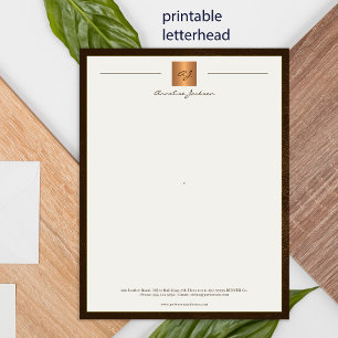 Modernes, mit Monogramm, bedruckbares Braungold Poster