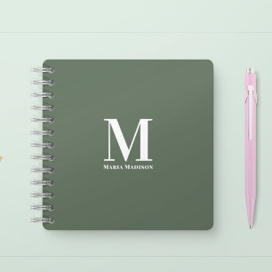 Modernes Mit Monogramm Berufliches Sage Green Notizbuch