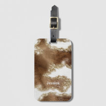 Modernes Mit Monogramm Cowhide-Muster mit Fake Gli