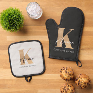 Modernes Mit Monogramm erstes K & Name Personalisi Ofenhandschuh & Topflappen-Set