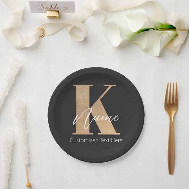 Modernes Mit Monogramm erstes K & Name Personalisi Pappteller (Hochzeit)