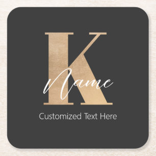 Modernes Mit Monogramm erstes K & Name Personalisi Rechteckiger Pappuntersetzer