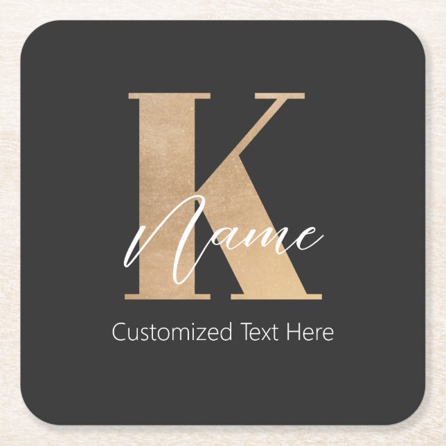 Modernes Mit Monogramm erstes K & Name Personalisi Rechteckiger Pappuntersetzer (Vorderseite)