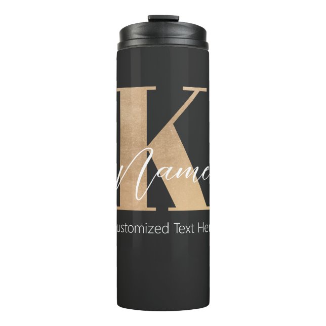 Modernes Mit Monogramm erstes K & Name Personalisi Thermosbecher (Vorderseite)