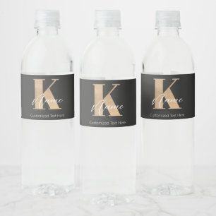 Modernes Mit Monogramm erstes K & Name Personalisi Wasserflaschenetikett