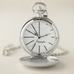 Modernes, Mit Monogramm, erstklassiges klassisches Taschenuhr<br><div class="desc">Erstellen Sie Ihre eigenen personalisierten, einzigartigen modernen stilvollen eleganten, eleganten, schwarz-weiß Design Dreiecke Stunden, mit Monogramm, klassischen Vintagen Look, Premium-Legierung, silberne Taschenuhr. Geben Sie einfach Ihren Namen / Monogramm / Initialen, um anzupassen. Macht ein großartiges Geschenk, zum Geburtstag, Abschluss, Väter Tag, Weihnachten, Feiertage, Hochzeit, Heirat Jahrestag, Valentinstag, und mehr, für...</div>