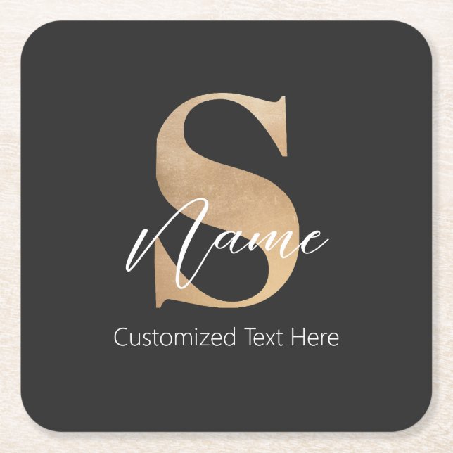 Modernes Mit Monogramm Erstklassiges S & Name Pers Rechteckiger Pappuntersetzer (Vorderseite)