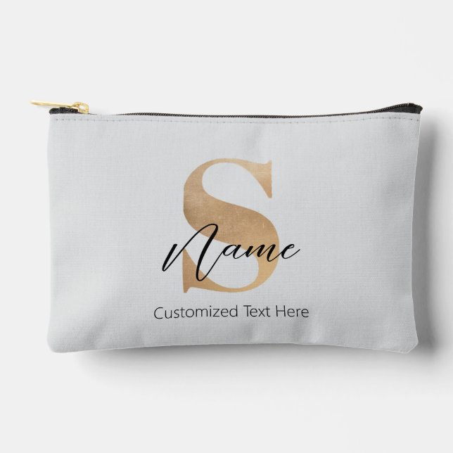 Modernes Mit Monogramm Erstklassiges S & Name Pers Zubehörtasche (Vorderseite)