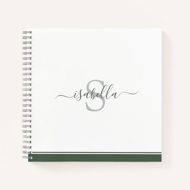 Modernes Mit Monogramm Evergreen Notizbuch (Vorderseite)