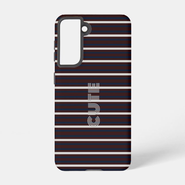 Modernes Mit Monogramm gestreiftes Material Samsung Galaxy Hülle (Rückseite)