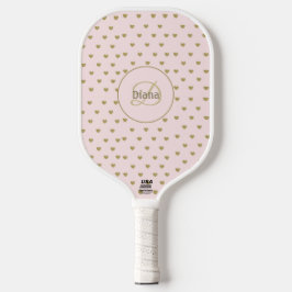 Modernes Mit Monogramm Girly Pink mit Name Pickleball Schläger