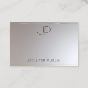 Modernes, Mit Monogramm Gold Silver Elegant Visitenkarte