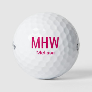 Modernes Mit Monogramm Hot Pink Golfball
