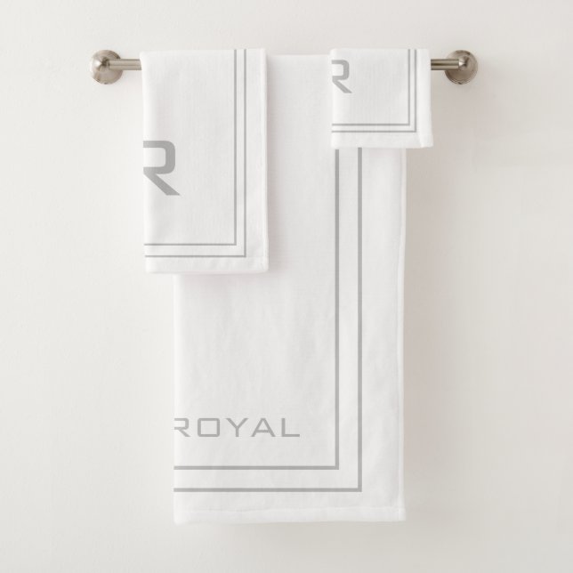 Modernes Mit Monogramm Hotel in Grau und Weiß Badhandtuch Set (Insitu)