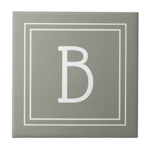 Modernes Mit Monogramm Initialsage Green White Fliese