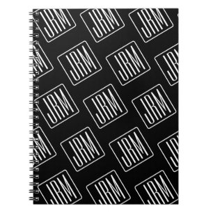 Modernes Mit Monogramm Muster Schwarz und Weiß Notizblock