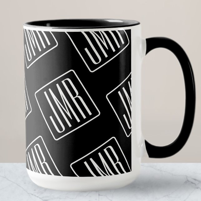 Modernes Mit Monogramm Muster | Schwarz und Weiß Tasse (Von Creator hochgeladen)