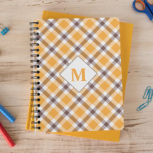 Modernes Mit Monogramm Orange Kariertes Tartan Mus