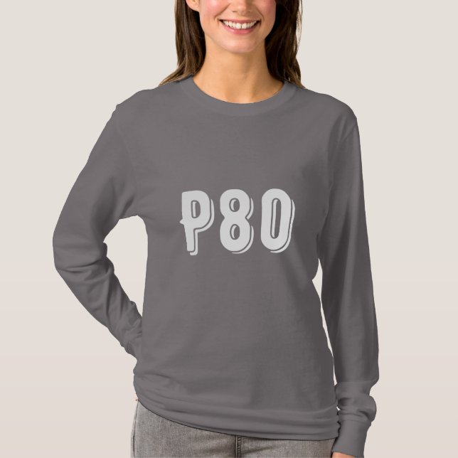 Modernes mit Monogramm P80-Teenagergrau T-Shirt (Vorderseite)