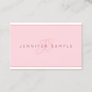 Modernes, Mit Monogramm rosa Minimalistisches Temp Visitenkarte