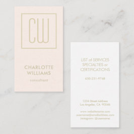 Modernes Mit Monogramm Rosatinrot und vertikales G Visitenkarte