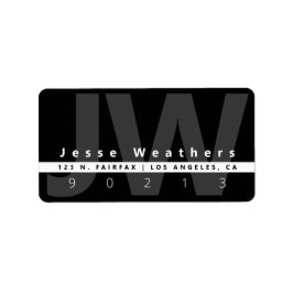 Modernes Mit Monogramm | Schwarz-weiße und graue A Adressaufkleber
