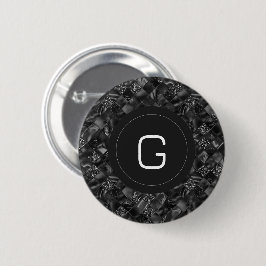Modernes Mit Monogramm Schwarzes Imitat Glitzer Pa Button