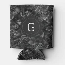 Modernes Mit Monogramm Schwarzes Imitat Glitzer Pa Dosenkühler