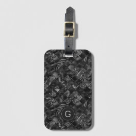 Modernes Mit Monogramm Schwarzes Imitat Glitzer Pa Gepäckanhänger