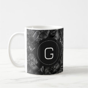 Modernes Mit Monogramm Schwarzes Imitat Glitzer Pa Kaffeetasse