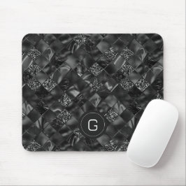 Modernes Mit Monogramm Schwarzes Imitat Glitzer Pa Mousepad