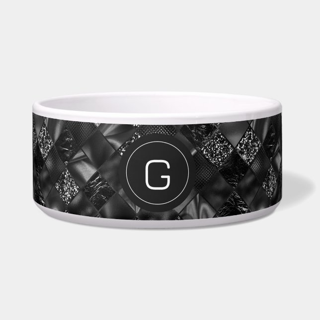 Modernes Mit Monogramm Schwarzes Imitat Glitzer Pa Napf (Vorderseite)