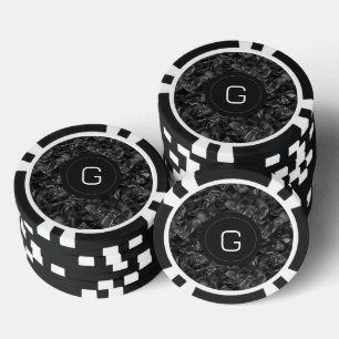 Modernes Mit Monogramm Schwarzes Imitat Glitzer Pa Pokerchips