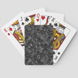 Modernes Mit Monogramm Schwarzes Imitat Glitzer Pa Spielkarten