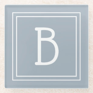 Modernes Mit Monogramm Soft Blue & White Initial Glasuntersetzer