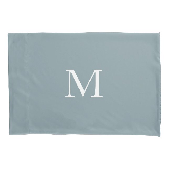 Modernes Mit Monogramm Solid Dusty Green Kissenbezug (Vorderseite-Links)