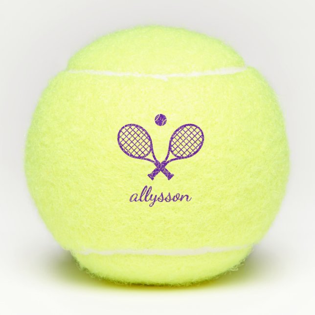 Modernes Mit Monogramm Tennisbälle (Vorderseite)