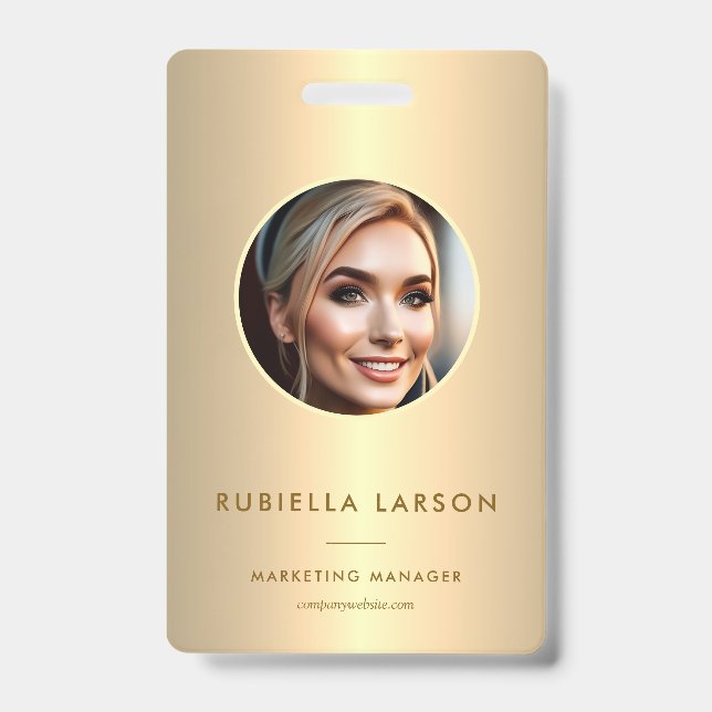 Modernes Mitarbeiter Berufliches ID-Foto Gold QR Ausweis (Vorderseite)