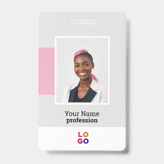 Modernes Mitarbeiterlogo, Foto, Qr-Code, Name Ausweis (Vorderseite)