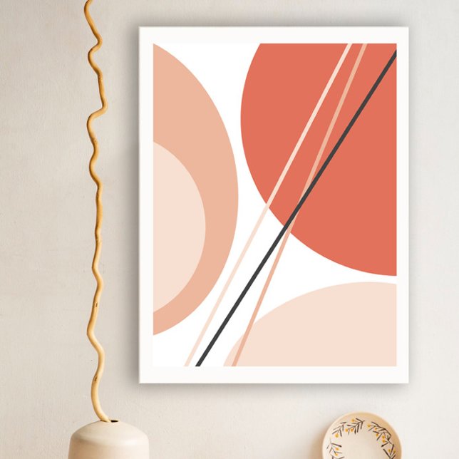 Modernes Mittelalter Abstrakt Geo Pastel Terracott Poster (Image by <a href="https://www.freepik.com/free-photo/view-room-decor-made-up-frame-plant-vase-with-p)